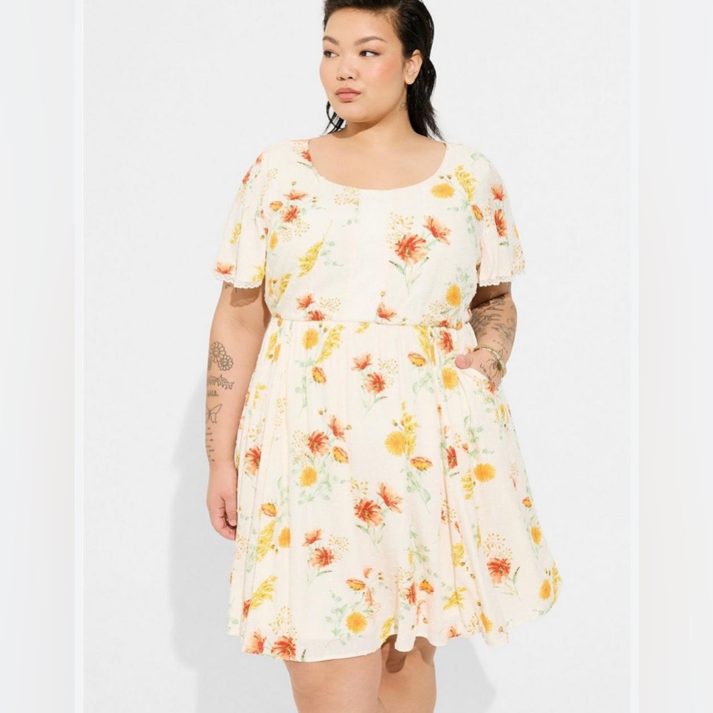 Torrid Mini Swiss Dot Tunic Center Pleat Dress size 2X